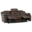 Lexicon Madrona Hill Traditional Microfiber Double Reclining Sofa in Dark Brown