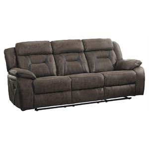 Lexicon Madrona Hill Traditional Microfiber Double Reclining Sofa in Dark Brown