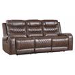 Lexicon Putnam Double Reclining Sofa with Drop-Down Cup Holders in Brown