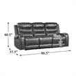 Lexicon Putnam Power Double Reclining Sofa with Drop-Down Cup Holders in Gray