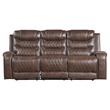 Lexicon Putnam Power Double Reclining Sofa with Drop-Down Cup Holders in Brown