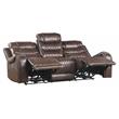 Lexicon Putnam Power Double Reclining Sofa with Drop-Down Cup Holders in Brown