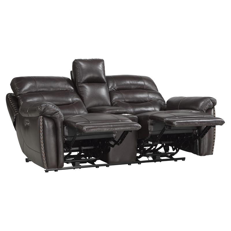 Lexicon Lance Italian Top Grain Leather Power Double Reclining Loveseat