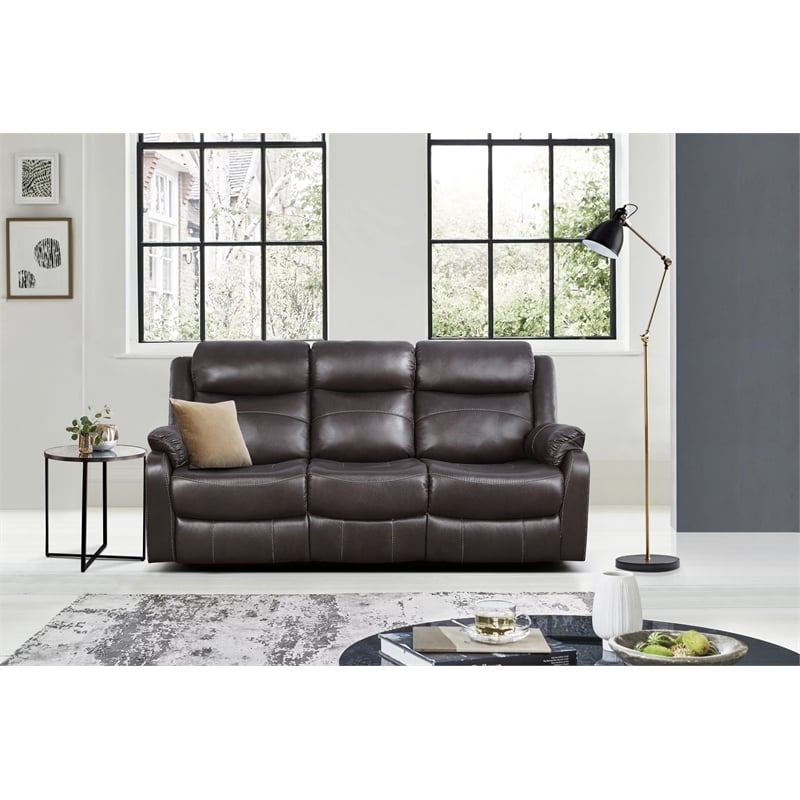 Lexicon Yerba Double Reclining Sofa with Drop-Down Cup Holders in Dark Brown