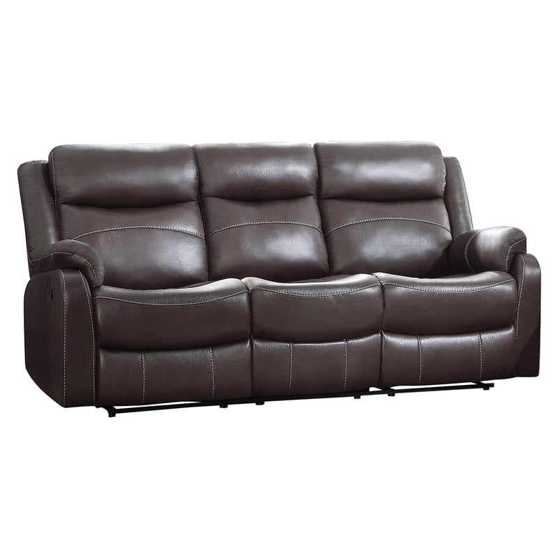 Lexicon Yerba Double Reclining Sofa with Drop-Down Cup Holders in Dark Brown