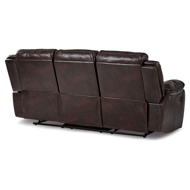 Lexicon Bastrop Faux Leather Gel Double Reclining Sofa in Brown