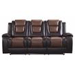 Lexicon Briscoe Double Reclining Sofa with Drop-Down Cup Holder in 2-Tone Brown