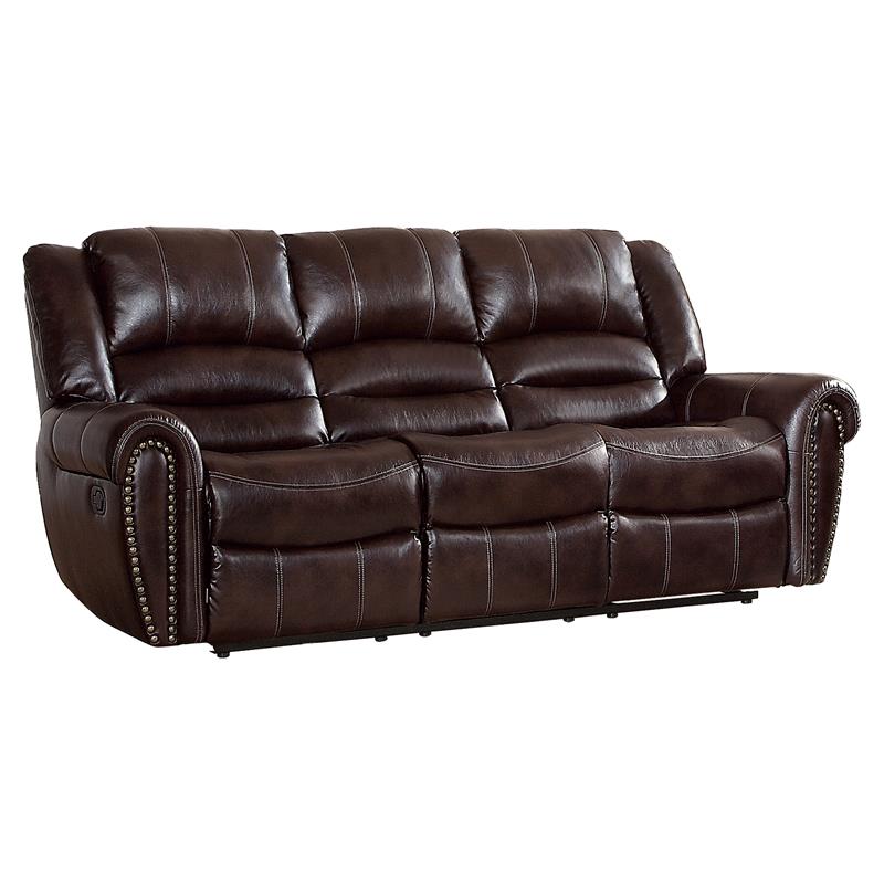 Lexicon Center Hill Faux Leather Double, Dark Brown Leather Couch Recliner Sofa