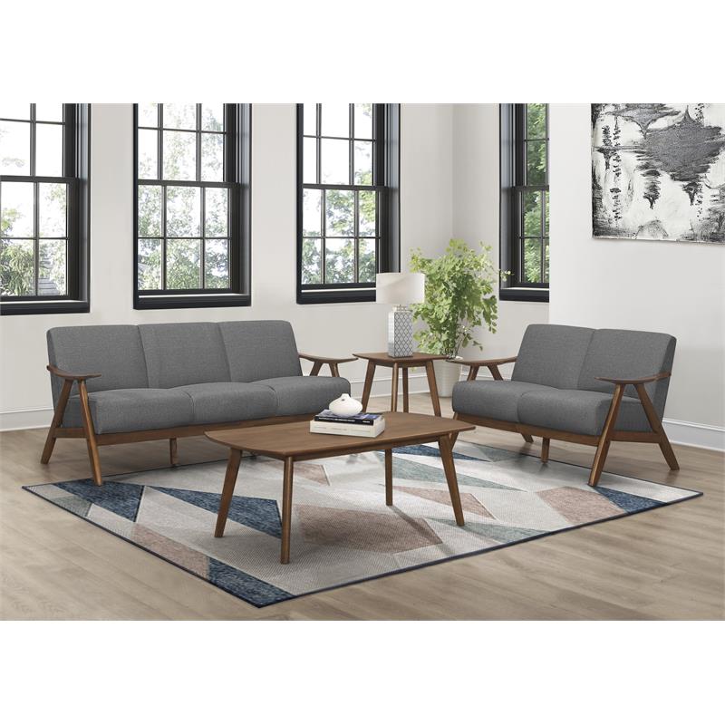 Lexicon Damala Mid-Century Solid Wood Frame Sofa in Gray