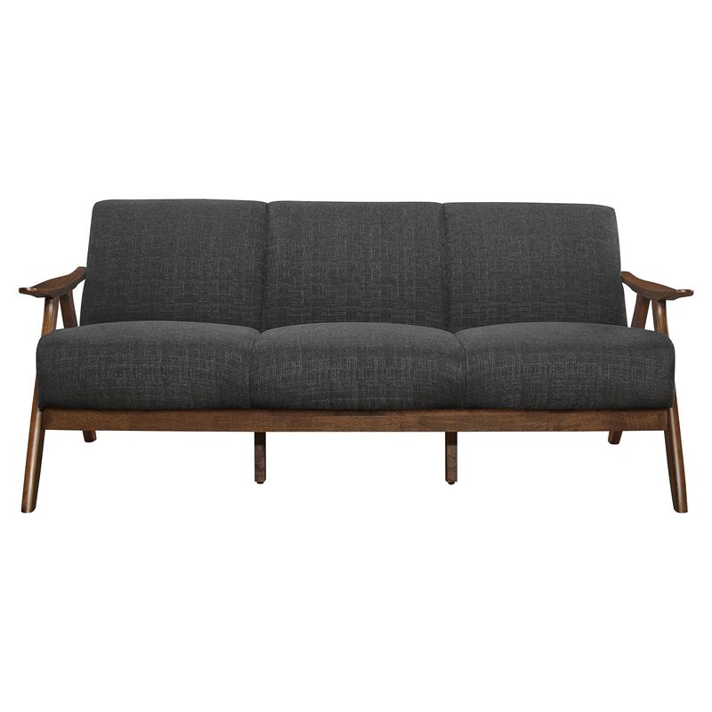 Lexicon Damala Mid-Century Solid Wood Frame Sofa in Dark Gray