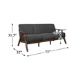 Lexicon Damala Mid-Century Solid Wood Frame Sofa in Dark Gray