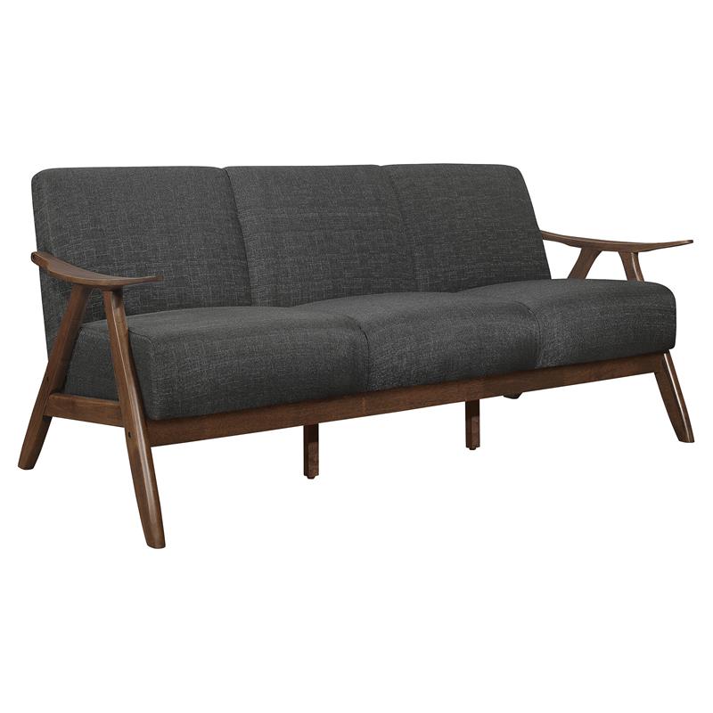 Lexicon Damala Mid-Century Solid Wood Frame Sofa in Dark Gray