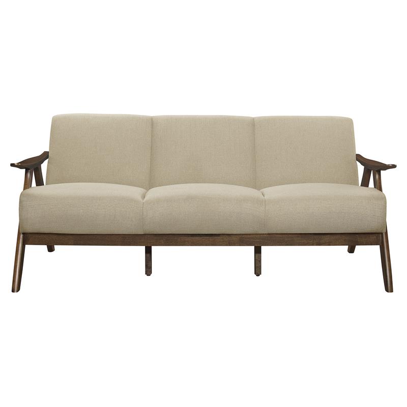 Lexicon Damala Mid-Century Solid Wood Frame Sofa in Light Brown