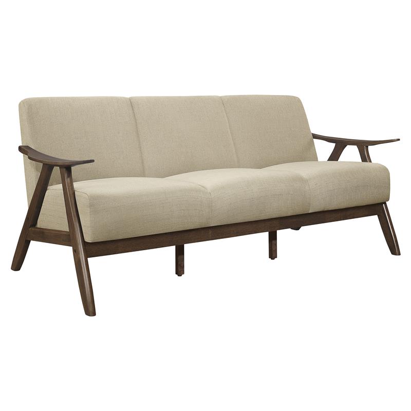 Lexicon Damala Mid-Century Solid Wood Frame Sofa in Light Brown