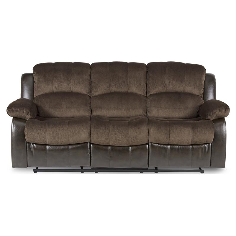 Lexicon Cranley Traditional Microfiber Double Reclining Sofa in Chocolate