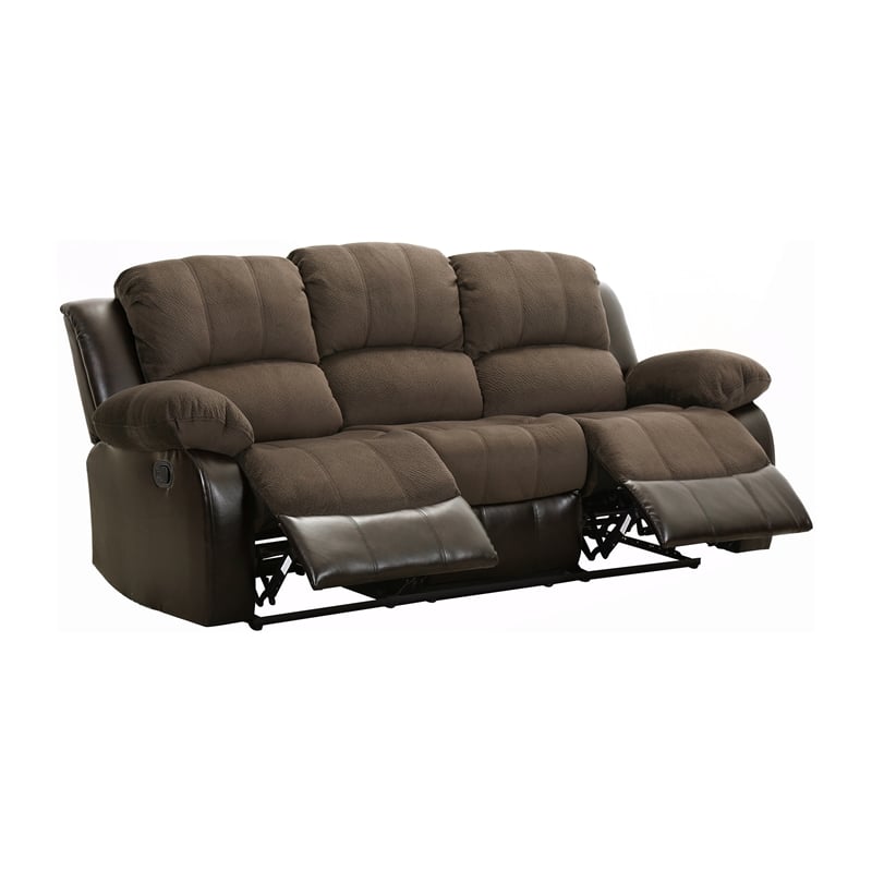 Lexicon Cranley Traditional Microfiber Double Reclining Sofa in Chocolate