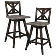 Lexicon Amsonia Wood Dining Swivel Counter Stools in Distressed Gray (Set of 2)