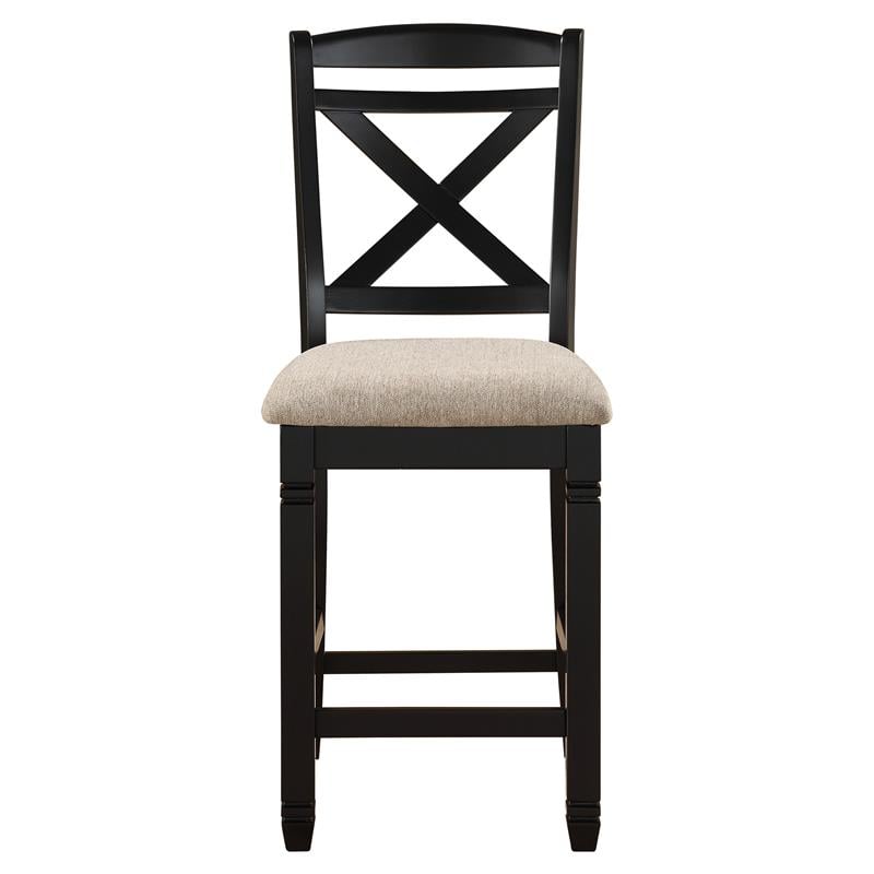 Lexicon Baywater Wood Counter Height Dining Chairs in Black and Beige (Set of 2)