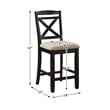 Lexicon Baywater Wood Counter Height Dining Chairs in Black and Beige (Set of 2)
