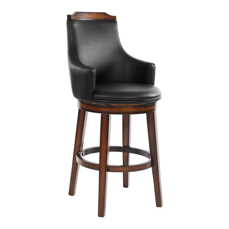 Lexicon Bayshore Wood Pub Height Swivel Stools in Dark Brown (Set of 2)