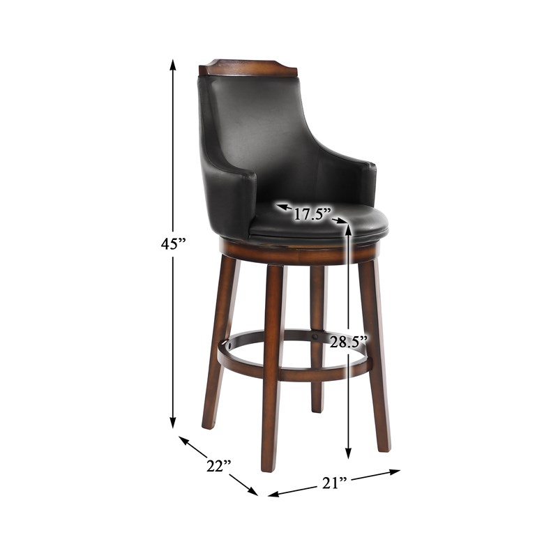 Lexicon Bayshore Wood Pub Height Swivel Stools in Dark Brown (Set of 2)