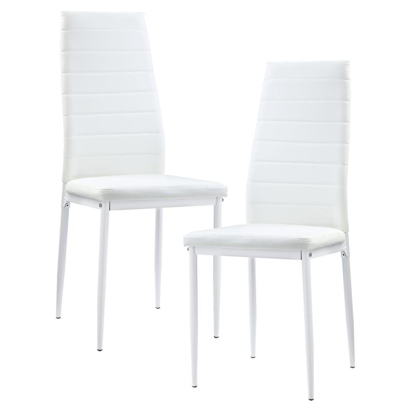 Lexicon Florian Modern Metal Dining Room Chairs in White (Set of 2)