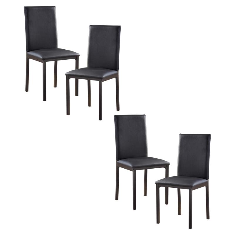 Lexicon Tempe Contemporary Metal Dining Room Side Chairs in Black (Set of 4)
