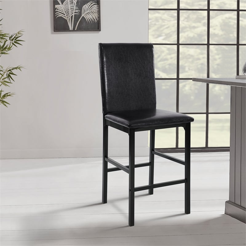 Lexicon Tempe Metal Counter Height Dining Chairs in Black and Brown (Set of 4)