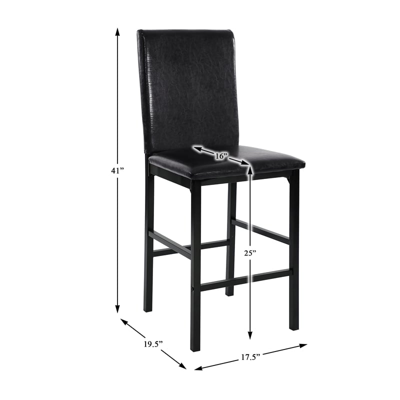 Lexicon Tempe Metal Counter Height Dining Chairs in Black and Brown (Set of 4)
