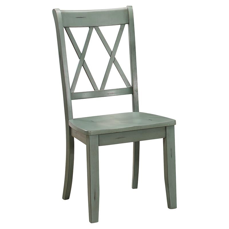 Lexicon Janina Contemporary Wood Dining Room Side Chair in Teal (Set of 2)