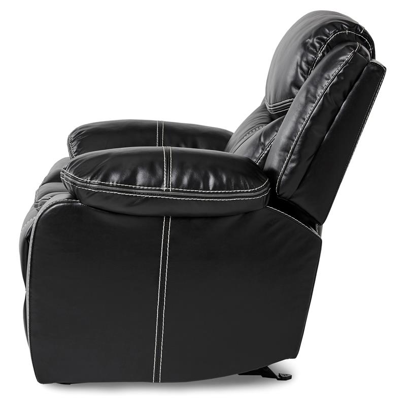 Lexicon Bastrop Traditional Faux Leather Gel Glider Reclining Chair in Black
