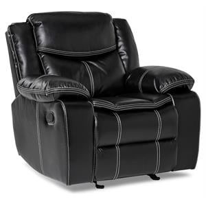 Lexicon Bastrop Traditional Faux Leather Gel Glider Reclining Chair in Black
