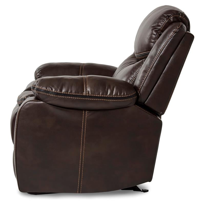 Lexicon Bastrop Traditional Faux Leather Gel Glider Reclining Chair in Brown