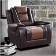 Lexicon Briscoe Faux Leather Glider Reclining Chair in 2-Tone Brown