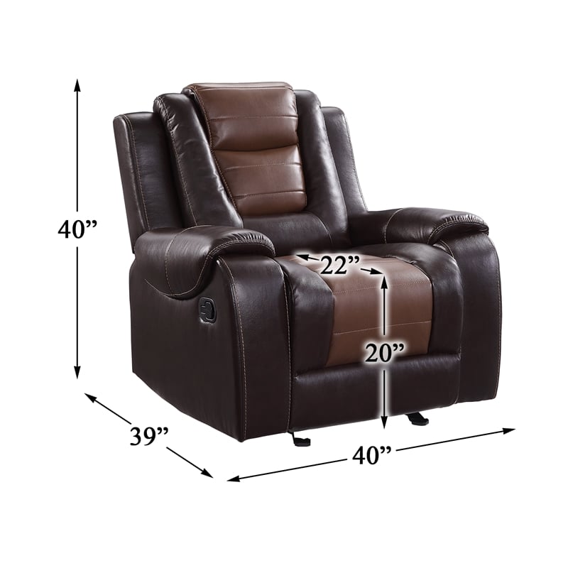 Lexicon Briscoe Faux Leather Glider Reclining Chair in 2-Tone Brown