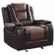 Lexicon Briscoe Faux Leather Glider Reclining Chair in 2-Tone Brown