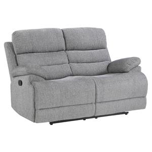 lexicon sherbrook transitional chenille double reclining loveseat in gray
