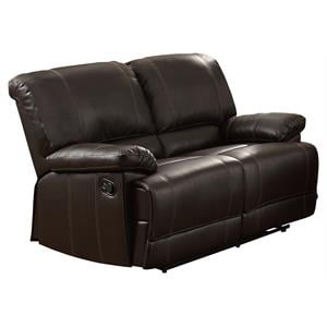 lexicon cassville traditional faux leather double reclining love seat in brown