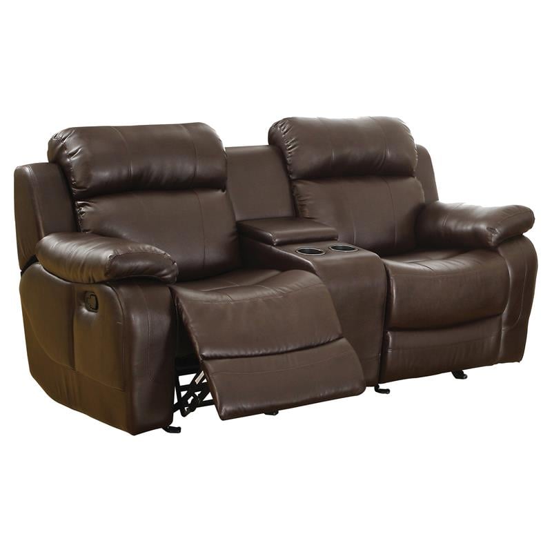 Lexicon Marille Double Glider Reclining Loveseat with Center Console in Brown