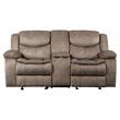 Lexicon Bastrop Fabric Double Glider Reclining Loveseat with Console in Brown
