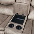 Lexicon Bastrop Fabric Double Glider Reclining Loveseat with Console in Brown