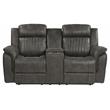 Lexicon Centeroak Microfiber Double Reclining Loveseat with Center Console Gray