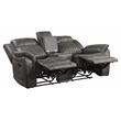 Lexicon Centeroak Microfiber Double Reclining Loveseat with Center Console Gray