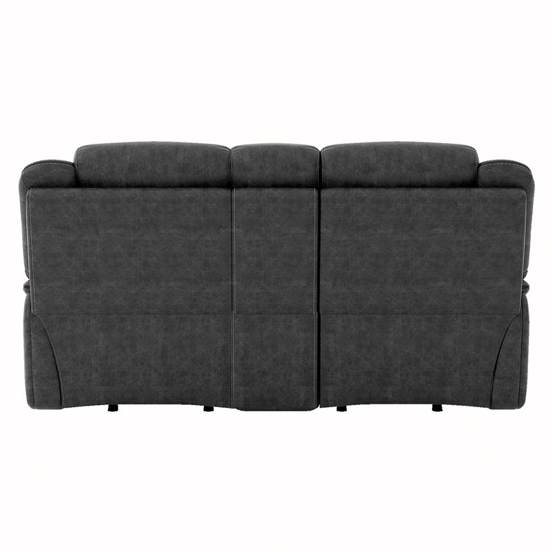 Lexicon Madrona Hill Microfiber Double Reclining Love Seat in Gray