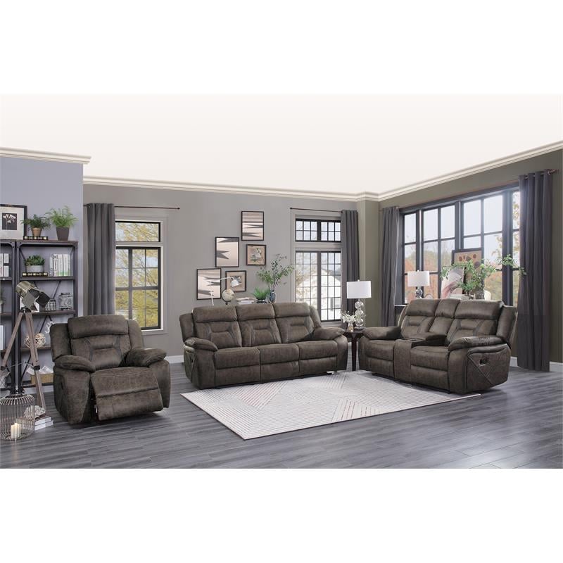 Lexicon Madrona Hill Microfiber Double Reclining Love Seat in Dark Brown