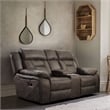 Lexicon Madrona Hill Microfiber Double Reclining Love Seat in Dark Brown