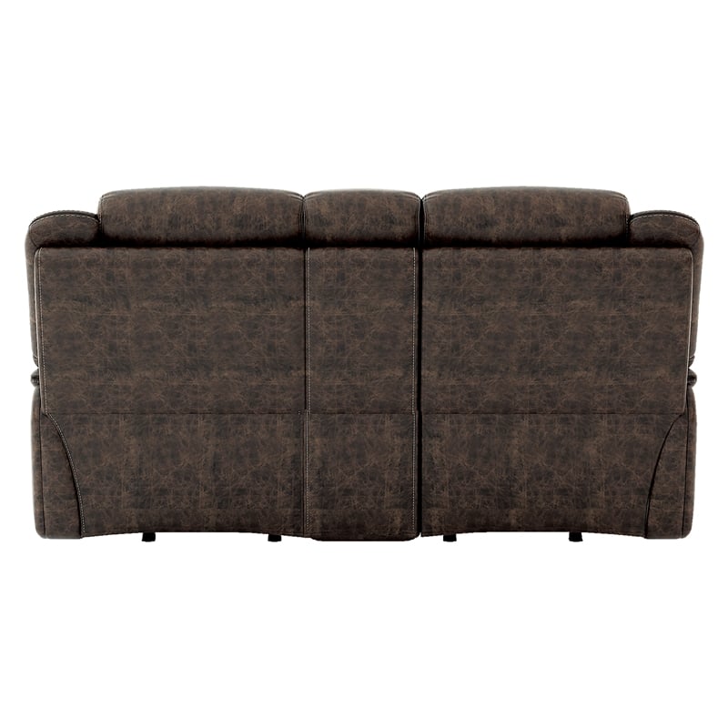 Lexicon Madrona Hill Microfiber Double Reclining Love Seat in Dark Brown