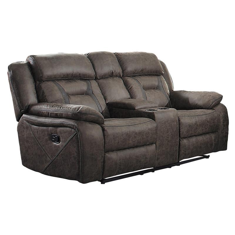 Lexicon Madrona Hill Microfiber Double Reclining Love Seat in Dark Brown