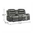 Lexicon Putnam Power Double Reclining Loveseat with Center Console in Gray