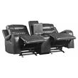 Lexicon Putnam Double Glider Reclining Loveseat with Center Console in Gray